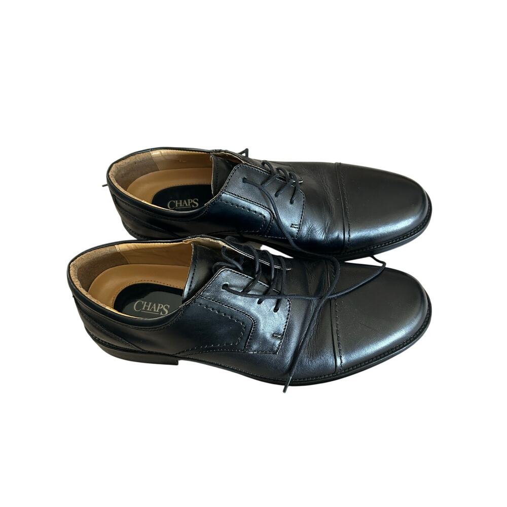 CHAPS Men’s Black Leather Dress Shoe 11